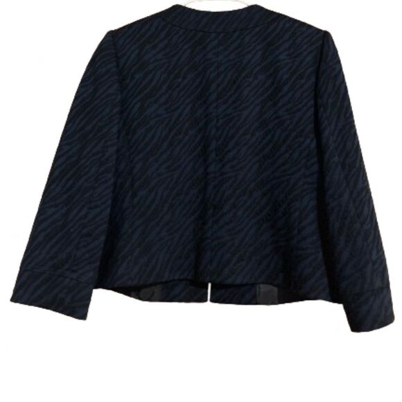 Calvin Klein Women’s Black & Blue Zebra Pattern Print Crop Blazer Jacket Sz-10 - Picture 6 of 6